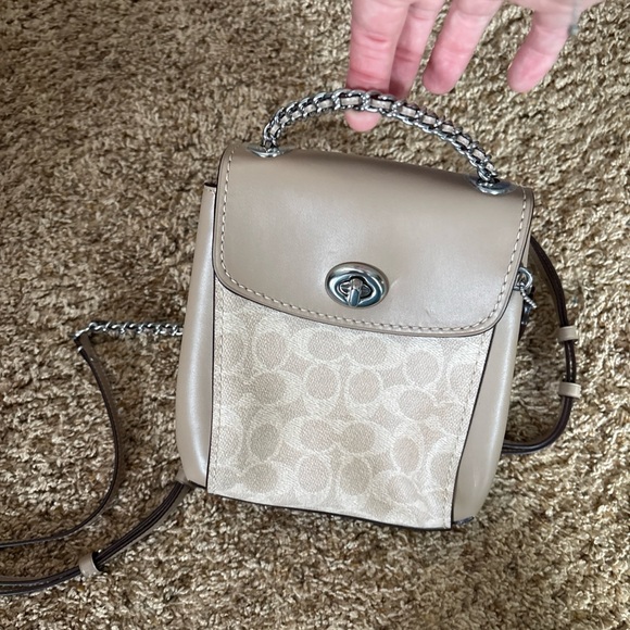 coach beige backpack Taylor Small In Signature Canvas Signature Coated Canvas And Refined Pebble Leatherinside Zip Coach Beige Monogram Leather Backpack